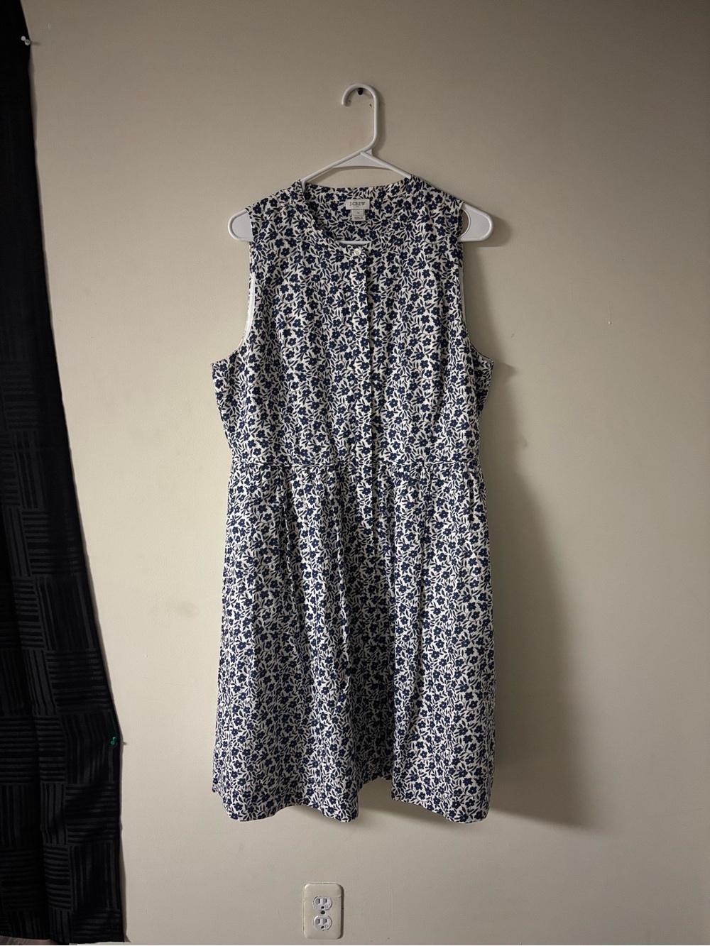 J.Crew Floral Sleeveless Dress Size 14 | Button Front Midi Dress With Pockets